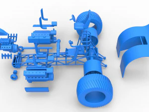Pulling tractor with one V8 and two V12 engines Scale 1 to 25 3D Print Model