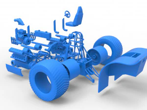 Pulling tractor with one V8 and two V12 engines Scale 1 to 25 3D Print Model