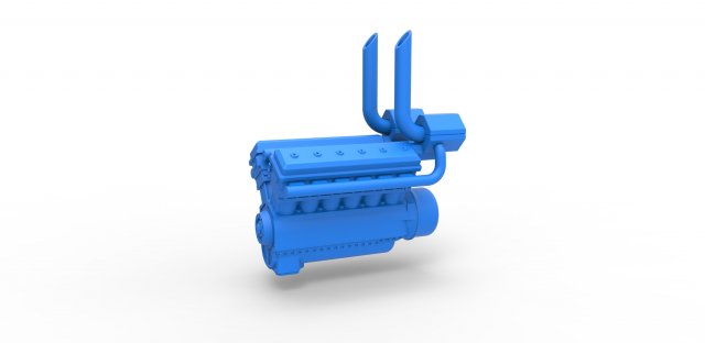 Turbo engine V12 for pulling tractor Scale 1 to 25 3D Принт Модель .c4d .max .obj .3ds .fbx .stl .blend 