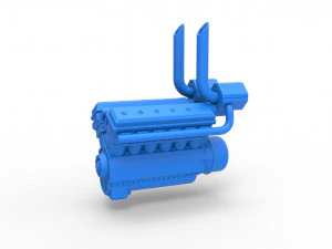 Turbo engine V12 for pulling tractor Scale 1 to 25 3D Print Model