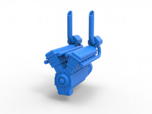 Turbo engine V12 for pulling tractor Scale 1 to 25 3D Принт Модель