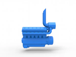 Turbo engine V12 for pulling tractor Scale 1 to 25 3D Print Model