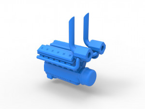 Turbo engine V12 for pulling tractor Scale 1 to 25 3D Принт Модель