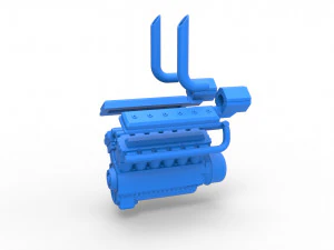 Turbo engine V12 for pulling tractor Scale 1 to 25 3D Print Model