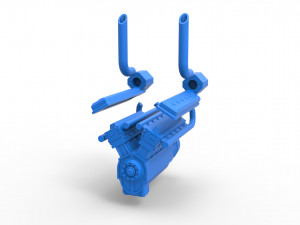 Turbo engine V12 for pulling tractor Scale 1 to 25 3D Принт Модель