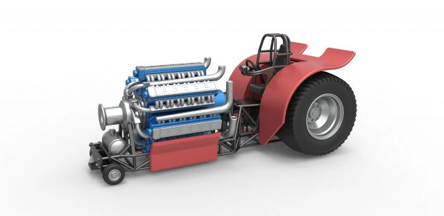 Pulling tractor with 42 cylinder Radial engine Scale 1 to 25 3D Print Model .c4d .max .obj .3ds .fbx .stl .blend 