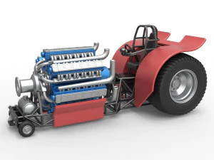 Pulling tractor with 42 cylinder Radial engine Scale 1 to 25 3D Print Model