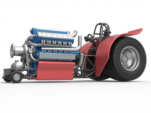 Pulling tractor with 42 cylinder Radial engine Scale 1 to 25 3D Print Model
