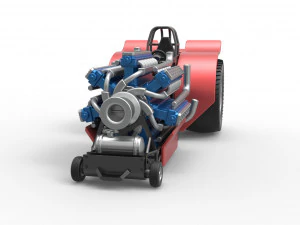 Pulling tractor with 42 cylinder Radial engine Scale 1 to 25 3D Print Model