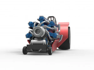 Pulling tractor with 42 cylinder Radial engine Scale 1 to 25 3D Print Model