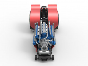 Pulling tractor with 42 cylinder Radial engine Scale 1 to 25 3Dプリントモデル