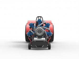 Pulling tractor with 42 cylinder Radial engine Scale 1 to 25 3Dプリントモデル