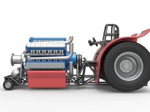 Pulling tractor with 42 cylinder Radial engine Scale 1 to 25 3D Print Model