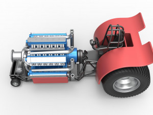 Pulling tractor with 42 cylinder Radial engine Scale 1 to 25 3Dプリントモデル