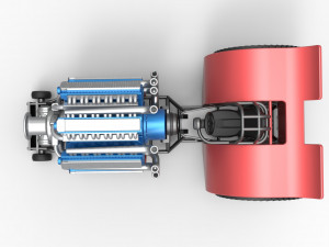 Pulling tractor with 42 cylinder Radial engine Scale 1 to 25 3Dプリントモデル