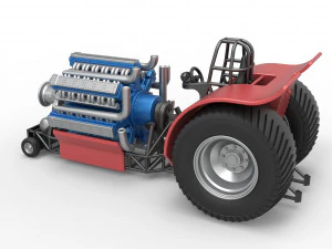 Pulling tractor with 42 cylinder Radial engine Scale 1 to 25 3D Print Model
