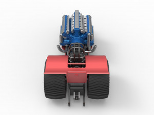 Pulling tractor with 42 cylinder Radial engine Scale 1 to 25 3Dプリントモデル