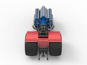 Pulling tractor with 42 cylinder Radial engine Scale 1 to 25 3D Print Model