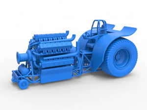 Pulling tractor with 42 cylinder Radial engine Scale 1 to 25 3D Print Model