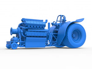 Pulling tractor with 42 cylinder Radial engine Scale 1 to 25 3D Print Model