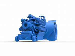 Pulling tractor with 42 cylinder Radial engine Scale 1 to 25 3Dプリントモデル