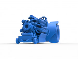 Pulling tractor with 42 cylinder Radial engine Scale 1 to 25 3D Print Model