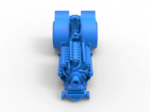 Pulling tractor with 42 cylinder Radial engine Scale 1 to 25 3D Print Model