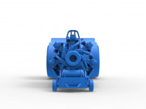 Pulling tractor with 42 cylinder Radial engine Scale 1 to 25 3D Print Model