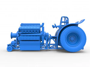 Pulling tractor with 42 cylinder Radial engine Scale 1 to 25 3D Print Model