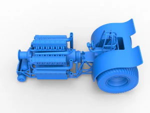 Pulling tractor with 42 cylinder Radial engine Scale 1 to 25 3D Print Model