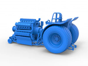 Pulling tractor with 42 cylinder Radial engine Scale 1 to 25 3D Print Model