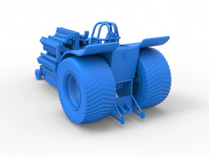 Pulling tractor with 42 cylinder Radial engine Scale 1 to 25 3D Print Model