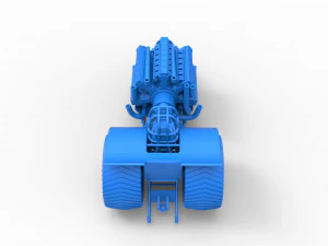 Pulling tractor with 42 cylinder Radial engine Scale 1 to 25 3D Print Model