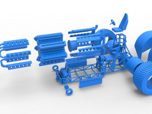 Pulling tractor with 42 cylinder Radial engine Scale 1 to 25 3Dプリントモデル