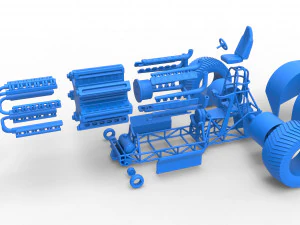 Pulling tractor with 42 cylinder Radial engine Scale 1 to 25 3D Print Model