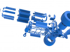 Pulling tractor with 42 cylinder Radial engine Scale 1 to 25 3D Print Model