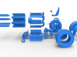 Pulling tractor with 42 cylinder Radial engine Scale 1 to 25 3Dプリントモデル