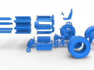 Pulling tractor with 42 cylinder Radial engine Scale 1 to 25 3D Print Model