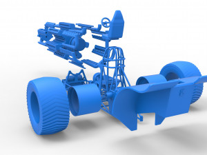 Pulling tractor with 42 cylinder Radial engine Scale 1 to 25 3Dプリントモデル