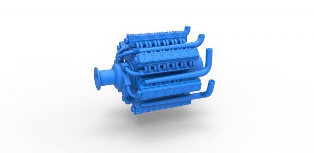 Radial engine with 42 cylinder for Pulling tractor Scale 1 to 25 3D 打印模型 .c4d .max .obj .3ds .fbx .stl .blend