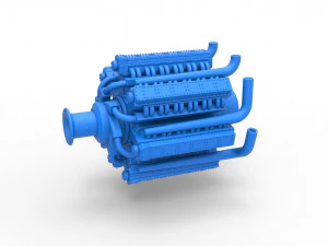 42 缸星形发动机，适用于牵引拖拉机规模 1 至 25 3D 打印模型