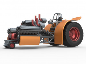 Pulling tractor with 3 turbo engines V12 Scale 1 to 25 Modèles 3D en vedette
