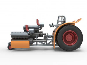 Pulling tractor with 3 turbo engines V12 Scale 1 to 25 3D Print Model