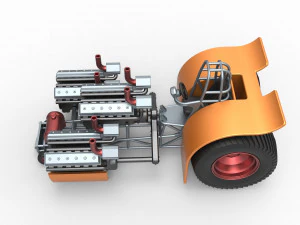 Pulling tractor with 3 turbo engines V12 Scale 1 to 25 3D Print Model