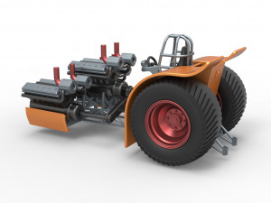 Pulling tractor with 3 turbo engines V12 Scale 1 to 25 Modèles 3D en vedette