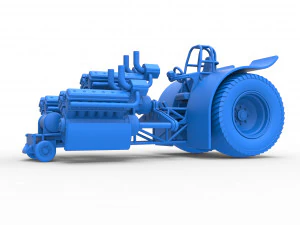 Pulling tractor with 3 turbo engines V12 Scale 1 to 25 3D Print Model