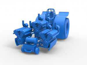 Pulling tractor with 3 turbo engines V12 Scale 1 to 25 Modèles 3D en vedette