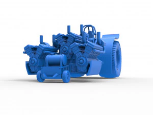 Pulling tractor with 3 turbo engines V12 Scale 1 to 25 3D Print Model