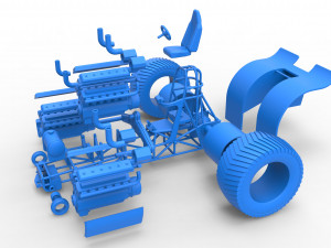 Pulling tractor with 3 turbo engines V12 Scale 1 to 25 Modèles 3D en vedette