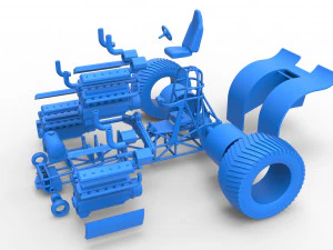 Pulling tractor with 3 turbo engines V12 Scale 1 to 25 3D Print Model